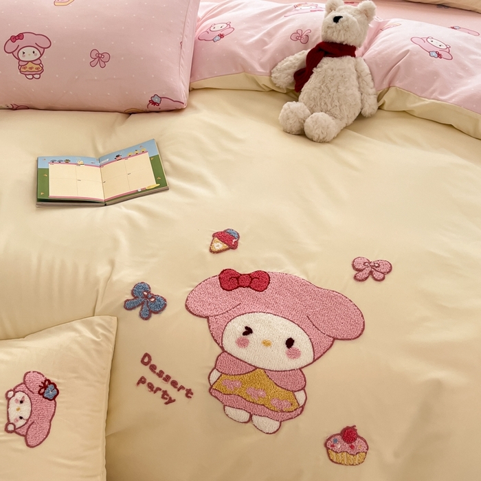 91家纺网 家纺一手货源 找家纺 如一 2025新款A类卡通印加毛巾绣水洗云朵棉四件套（提供买家秀） 美美蒂