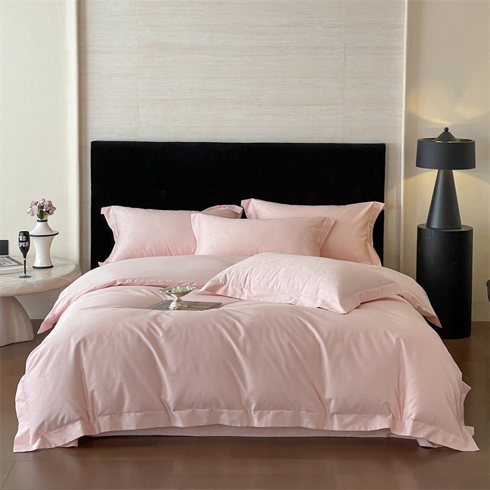 91家纺网 家纺一手货源 找家纺 凡客家居 2025新款100支（5050双股）长绒棉全棉提花四件套 朵芙-仙桃粉