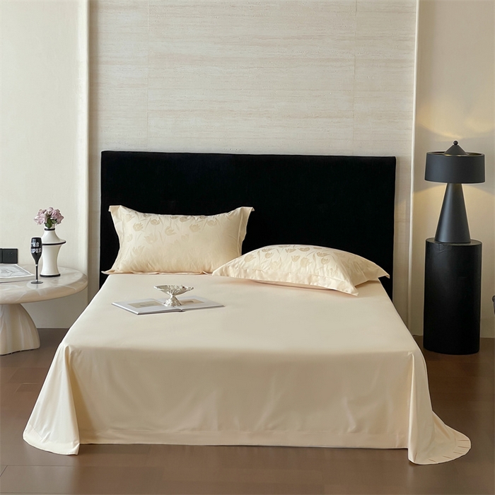 91家纺网 家纺一手货源 找家纺 凡客家居 2025新款100支（5050双股）长绒棉全棉提花四件套 郁金香-浅香槟