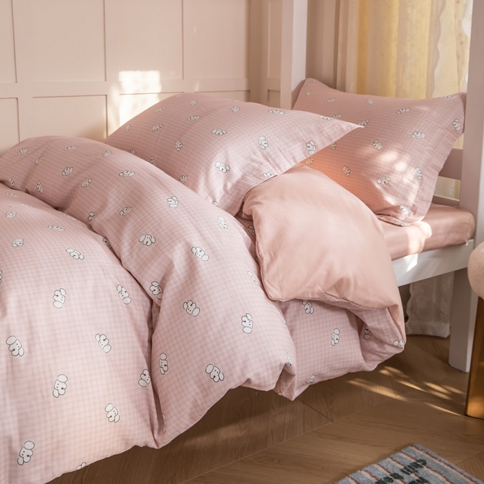 91家纺网 家纺一手货源 找家纺 锦罗绣 2025新款全棉双层纱学生套件三件套 好奇小狗