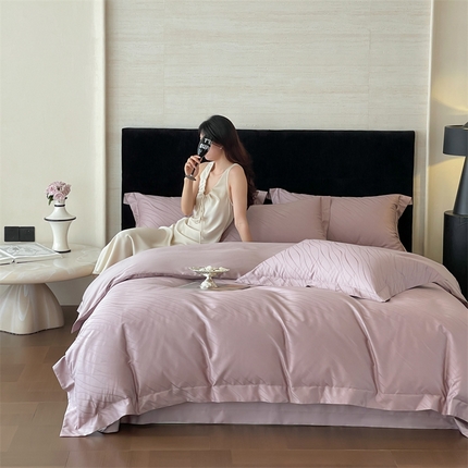 91家纺网 家纺一手货源 找家纺 凡客家居 2025新款100支（5050双股）长绒棉全棉提花四件套 布兰卡-莫奈紫