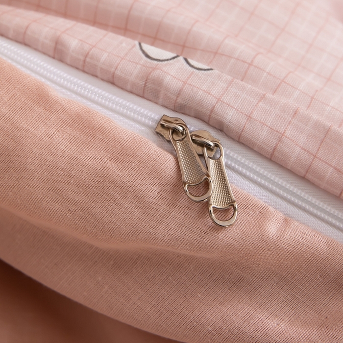 91家纺网 家纺一手货源 找家纺 锦罗绣 2025新款全棉双层纱学生套件三件套 好奇小狗