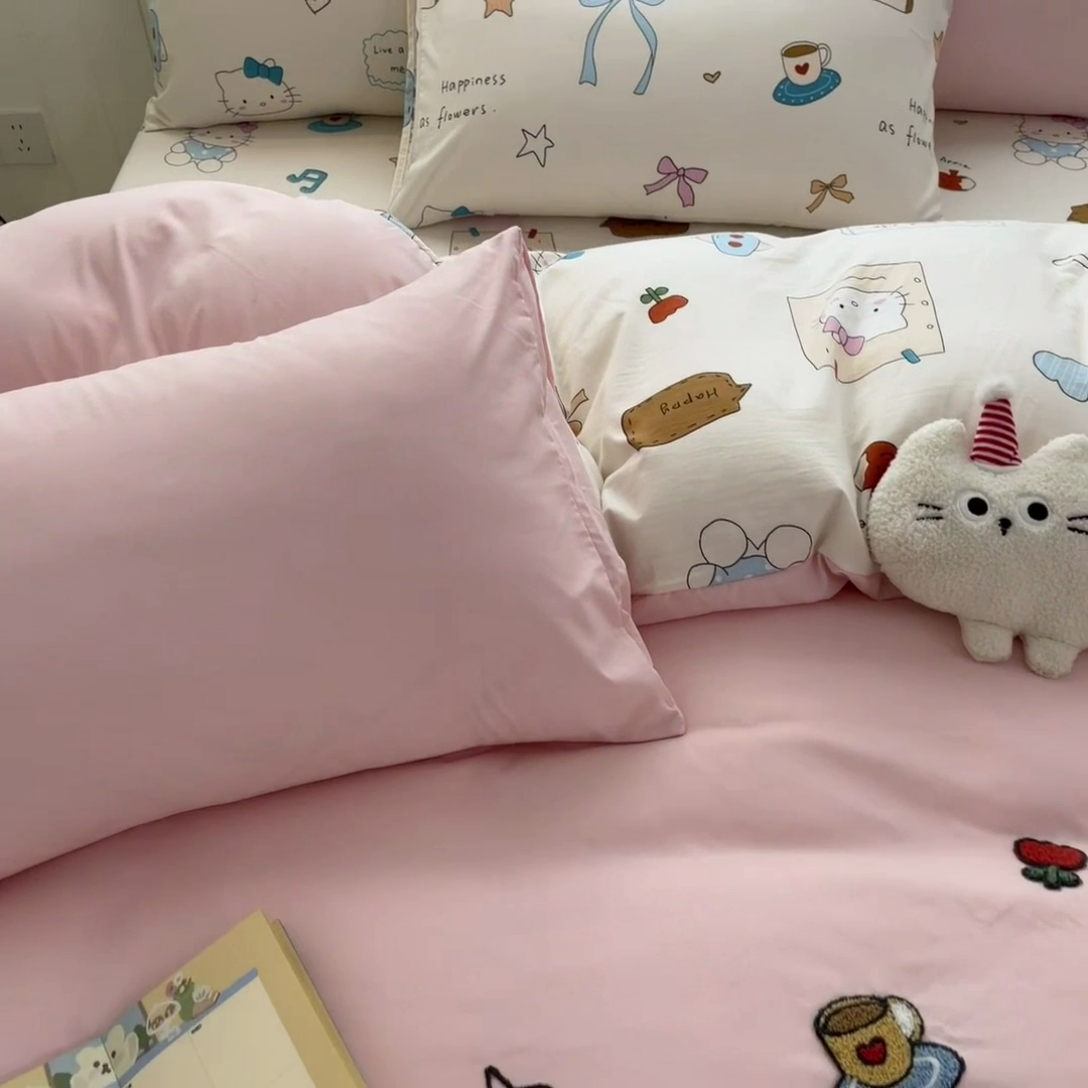 91家纺网 家纺一手货源 找家纺 （总）如一 2025新款A类卡通印加毛巾绣水洗云朵棉四件套（提供买家秀）