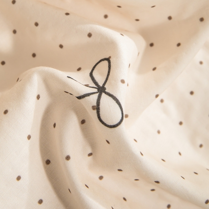 91家纺网 家纺一手货源 找家纺 锦罗绣 2025新款全棉双层纱学生套件三件套 波点蝴蝶结