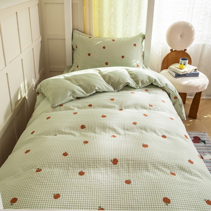 91家纺网 家纺一手货源 找家纺 锦罗绣 2025新款全棉双层纱学生套件三件套 甜桔