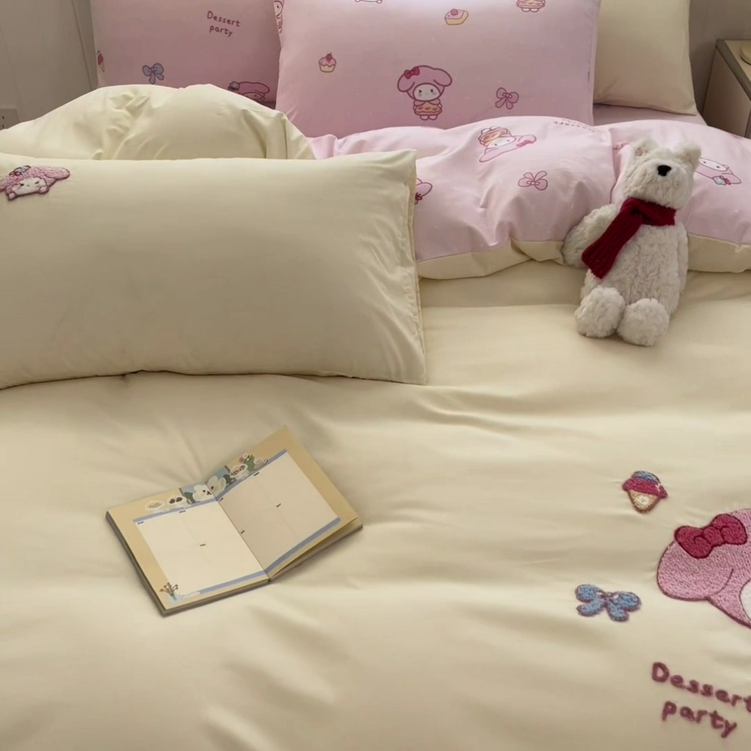 91家纺网 家纺一手货源 找家纺 如一 2025新款A类卡通印加毛巾绣水洗云朵棉四件套（提供买家秀） 美美蒂