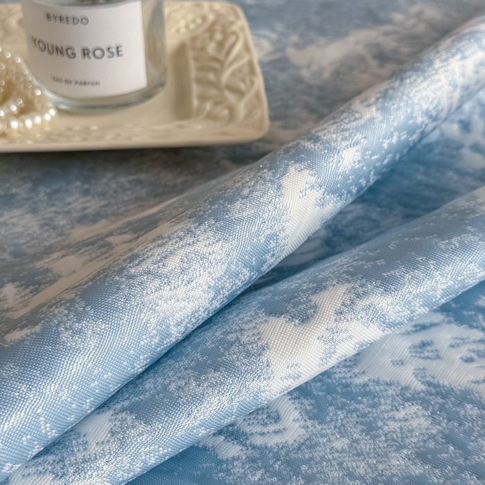 91家纺网 家纺一手货源 找家纺 九花鹿 2025新款PE双面提花床裙冰丝席-莫奈玫瑰 莫奈玫瑰-天空蓝