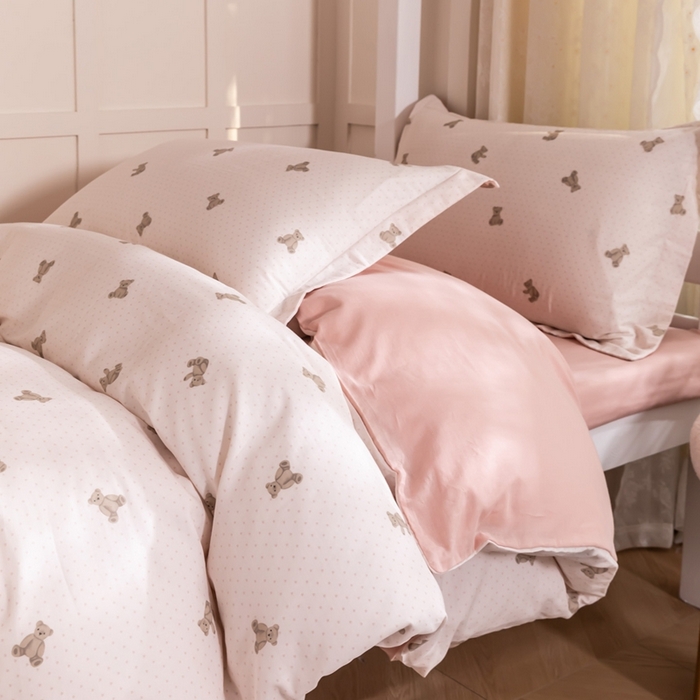 91家纺网 家纺一手货源 找家纺 锦罗绣 2025新款全棉双层纱学生套件三件套 小熊星球