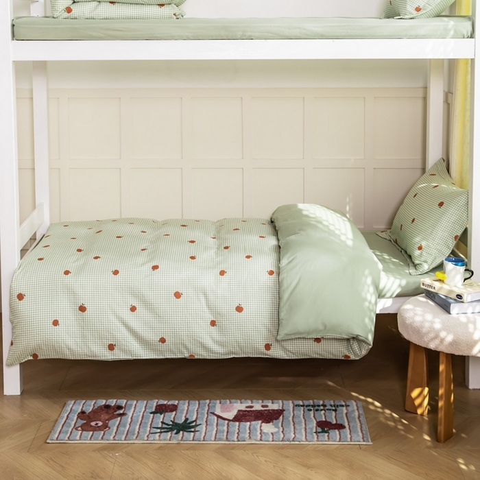 91家纺网 家纺一手货源 找家纺 锦罗绣 2025新款全棉双层纱学生套件三件套 甜桔