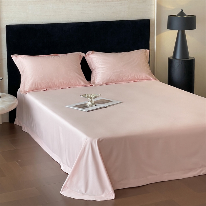 91家纺网 家纺一手货源 找家纺 凡客家居 2025新款100支（5050双股）长绒棉全棉提花四件套 奥罗拉-仙桃粉