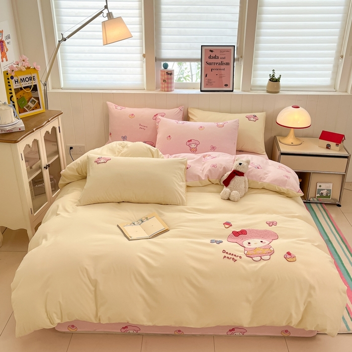 91家纺网 家纺一手货源 找家纺 如一 2025新款A类卡通印加毛巾绣水洗云朵棉四件套（提供买家秀） 美美蒂