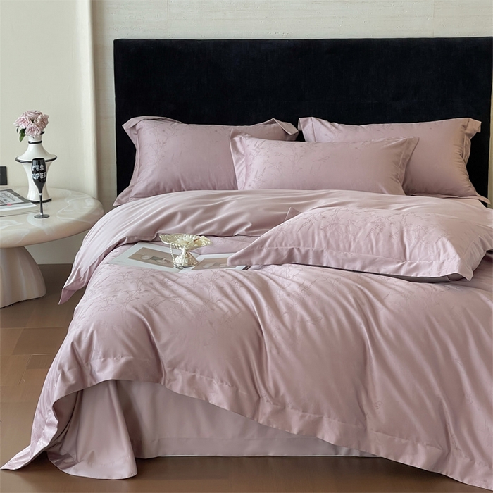 91家纺网 家纺一手货源 找家纺 凡客家居 2025新款100支（5050双股）长绒棉全棉提花四件套 陌上枝头-莫奈紫