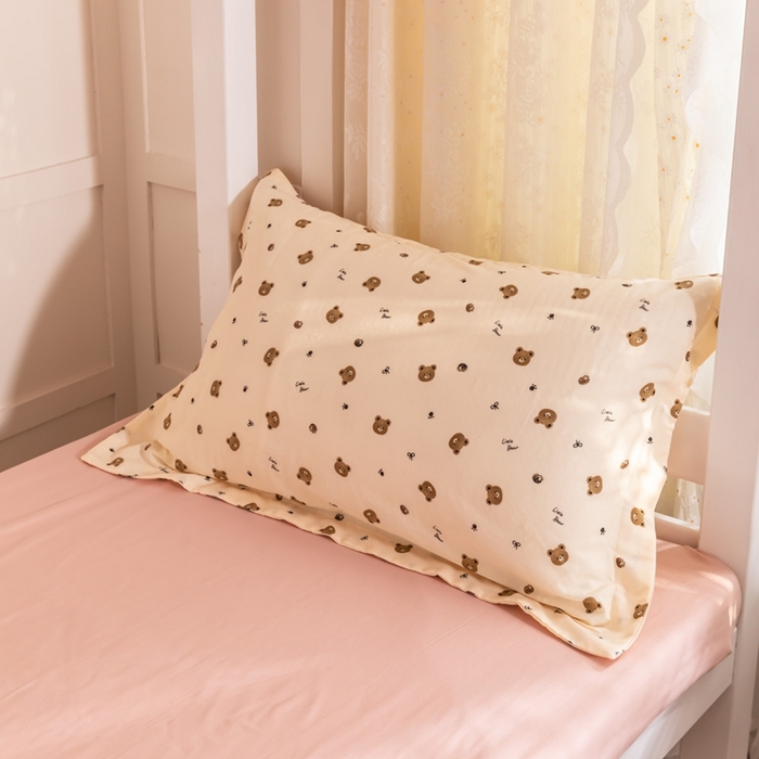 91家纺网 家纺一手货源 找家纺 锦罗绣 2025新款全棉双层纱学生套件三件套 呆萌熊