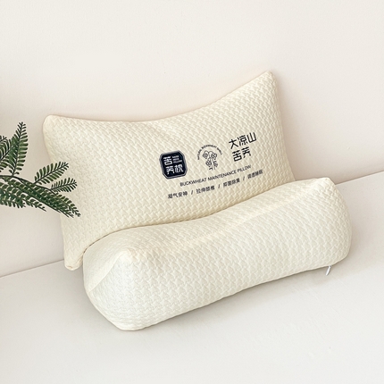 亦帆枕芯 2025新款大凉山苦荞全荞麦壳三角组合款荞麦枕枕头枕芯 米色连体枕-全苦荞填充【三角枕16x35cm方枕20x35cm】/只