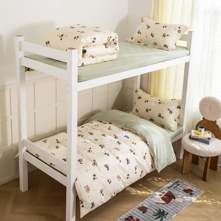 91家纺网 家纺一手货源 找家纺 （总）锦罗绣 2025新款全棉双层纱学生套件三件套