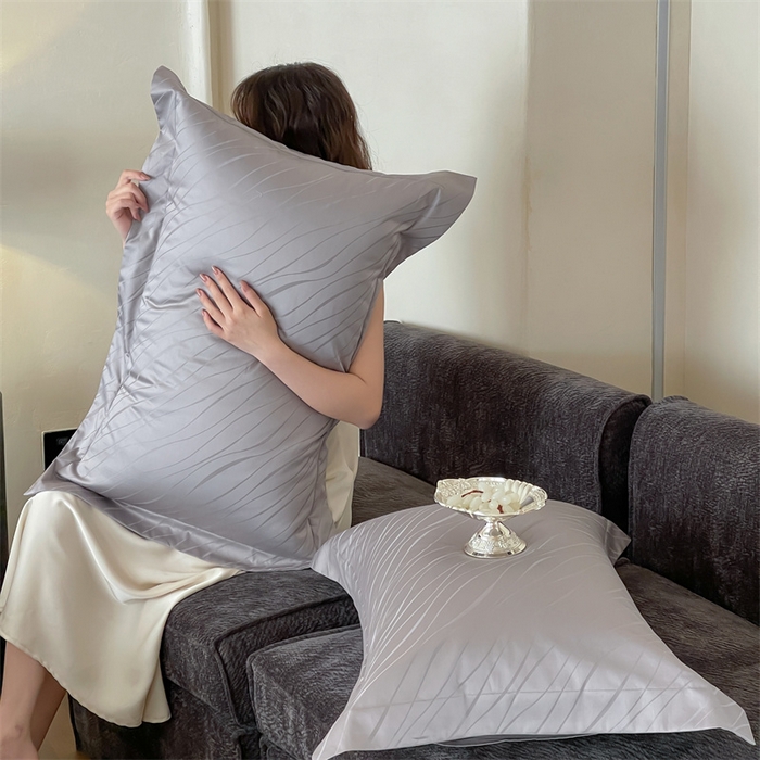 91家纺网 家纺一手货源 找家纺 凡客家居 2025新款100支（5050双股）长绒棉全棉提花四件套 布兰卡-高级灰