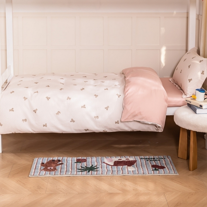 91家纺网 家纺一手货源 找家纺 锦罗绣 2025新款全棉双层纱学生套件三件套 小熊星球