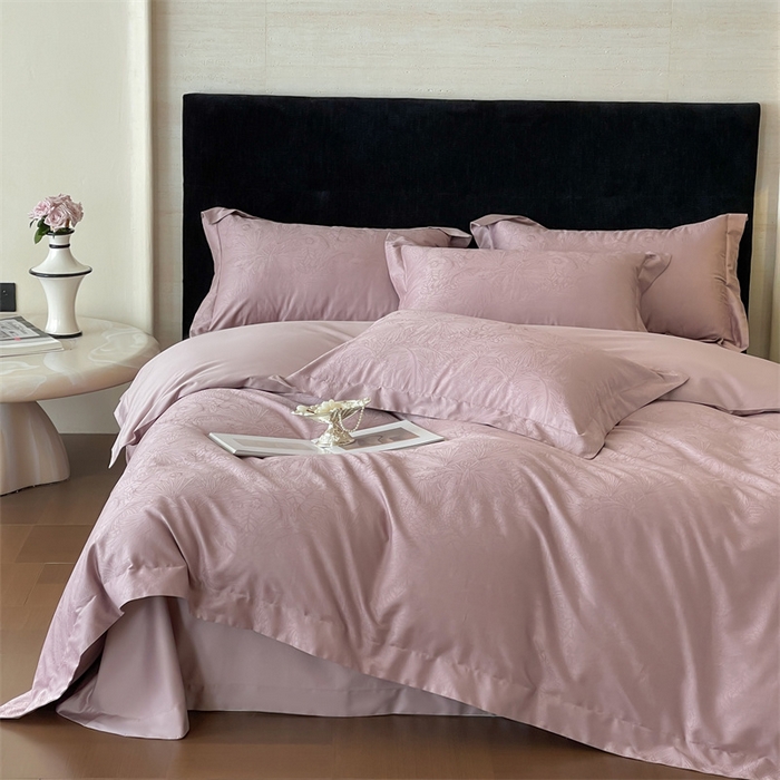 91家纺网 家纺一手货源 找家纺 凡客家居 2025新款100支（5050双股）长绒棉全棉提花四件套 洛园-莫奈紫