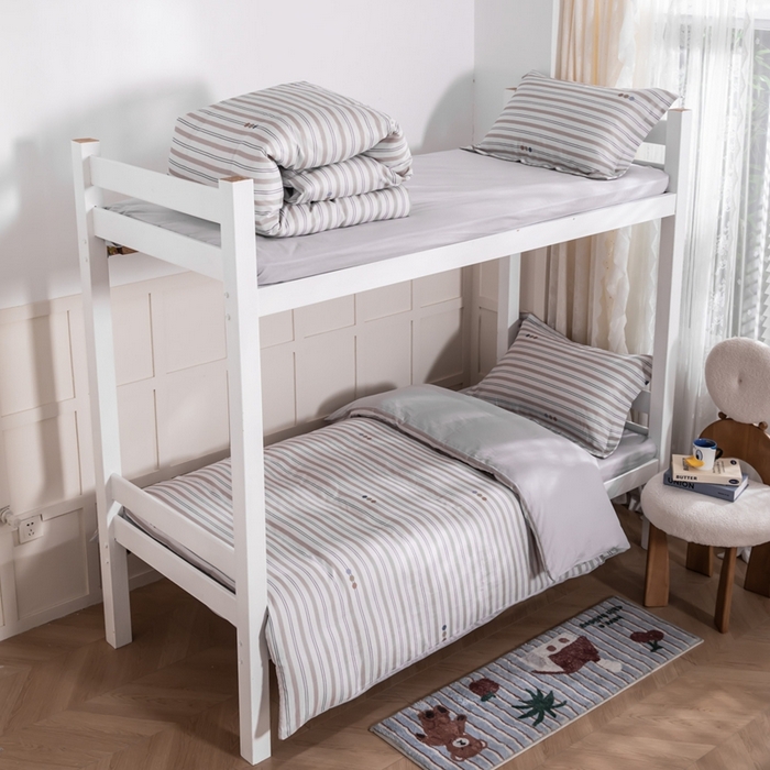 91家纺网 家纺一手货源 找家纺 锦罗绣 2025新款全棉双层纱学生套件三件套 寂羽