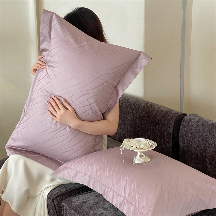 91家纺网 家纺一手货源 找家纺 凡客家居 2025新款100支（5050双股）长绒棉全棉提花四件套 布兰卡-莫奈紫