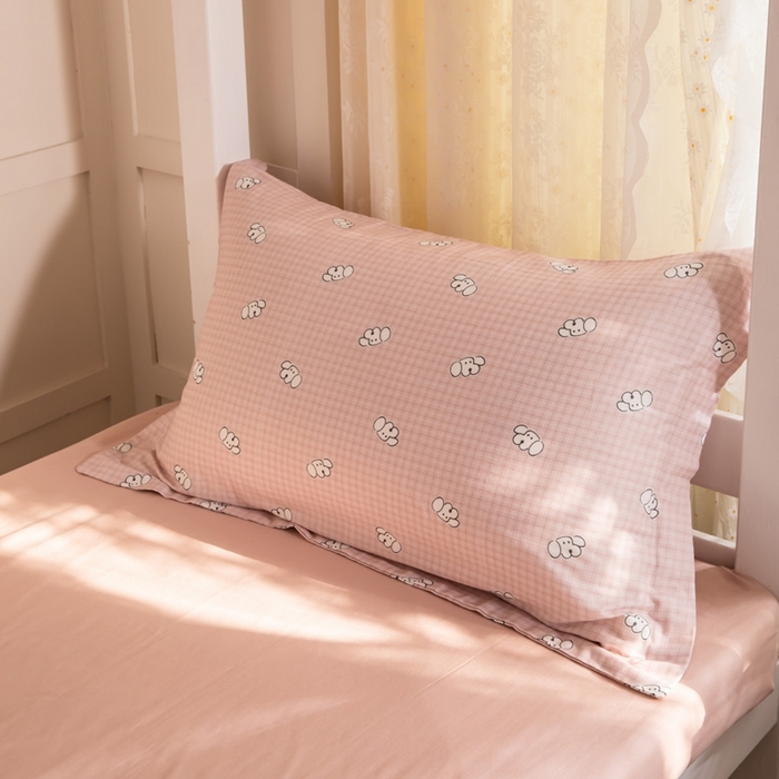 91家纺网 家纺一手货源 找家纺 锦罗绣 2025新款全棉双层纱学生套件三件套 好奇小狗