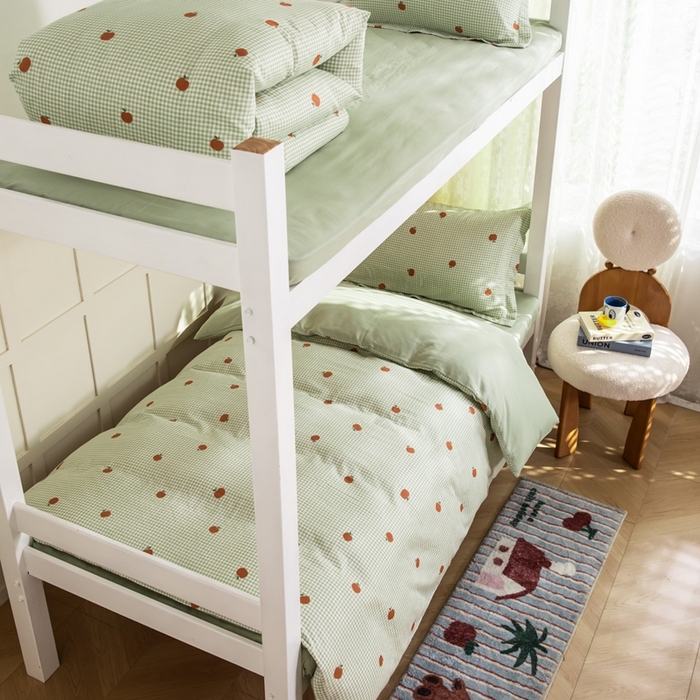 91家纺网 家纺一手货源 找家纺 锦罗绣 2025新款全棉双层纱学生套件三件套 甜桔