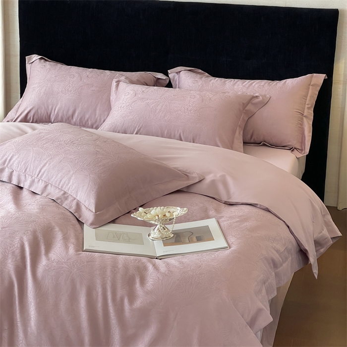 91家纺网 家纺一手货源 找家纺 凡客家居 2025新款100支（5050双股）长绒棉全棉提花四件套 洛园-莫奈紫