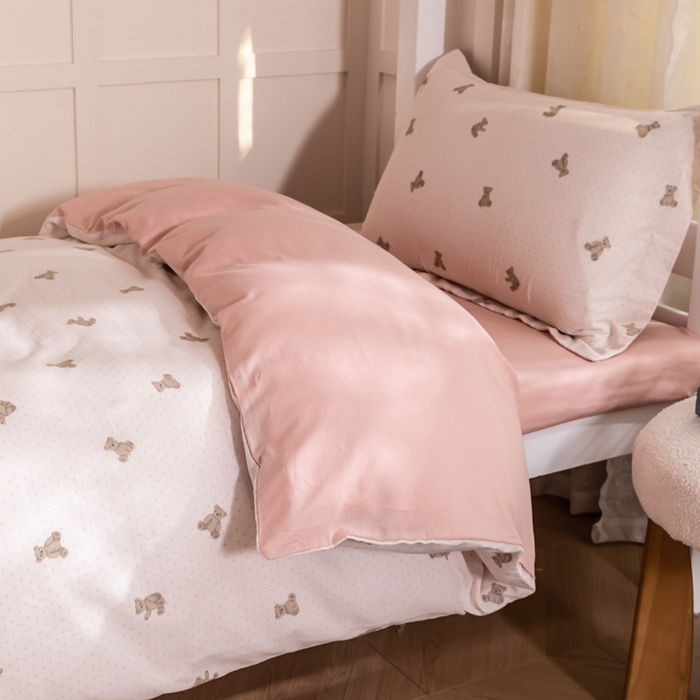 91家纺网 家纺一手货源 找家纺 锦罗绣 2025新款全棉双层纱学生套件三件套 小熊星球