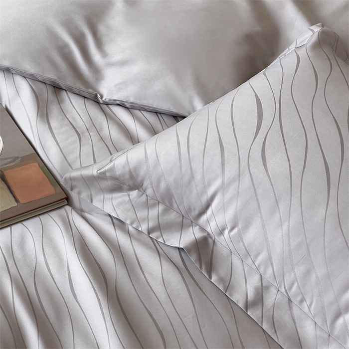 91家纺网 家纺一手货源 找家纺 凡客家居 2025新款100支（5050双股）长绒棉全棉提花四件套 布兰卡-高级灰