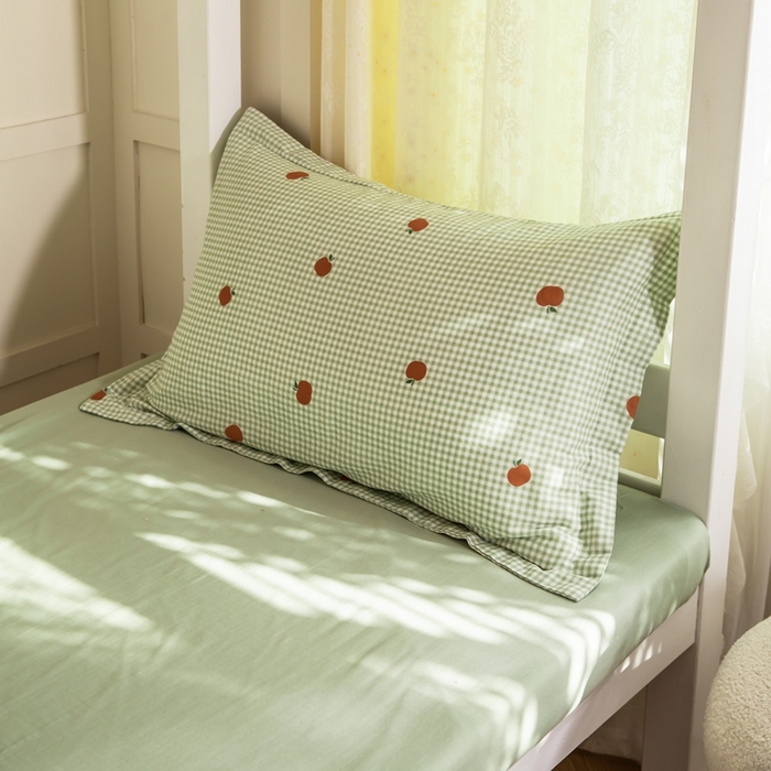 91家纺网 家纺一手货源 找家纺 锦罗绣 2025新款全棉双层纱学生套件三件套 甜桔