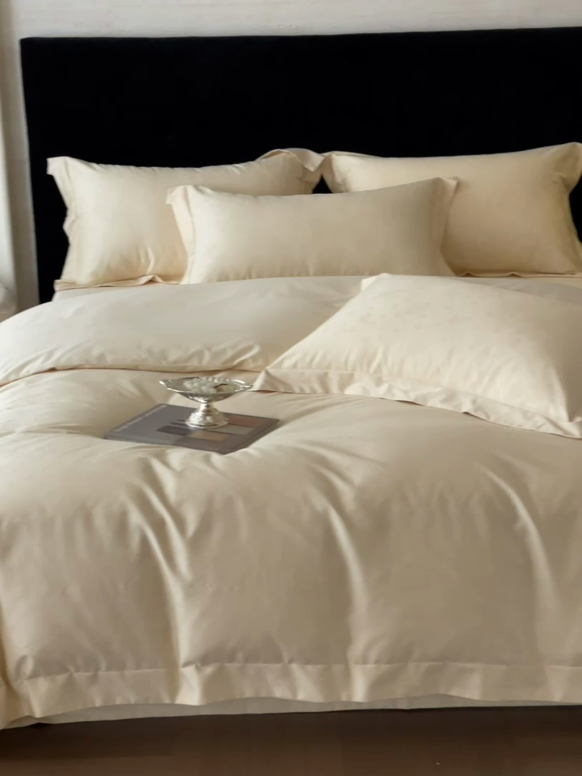 91家纺网 家纺一手货源 找家纺 凡客家居 2025新款100支（5050双股）长绒棉全棉提花四件套 朵芙-浅香槟