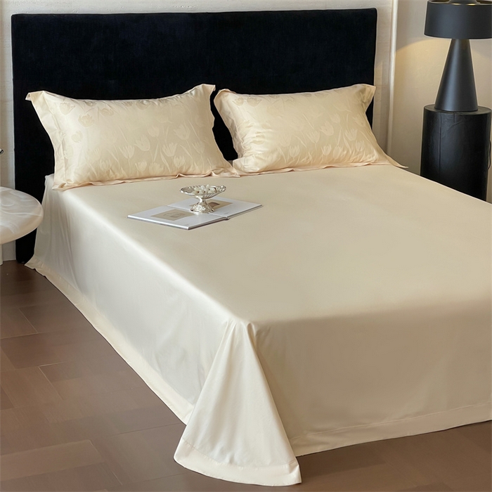 91家纺网 家纺一手货源 找家纺 凡客家居 2025新款100支（5050双股）长绒棉全棉提花四件套 郁金香-浅香槟