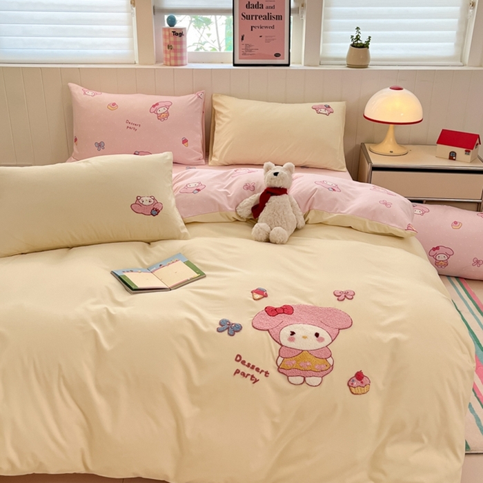 91家纺网 家纺一手货源 找家纺 如一 2025新款A类卡通印加毛巾绣水洗云朵棉四件套（提供买家秀） 美美蒂