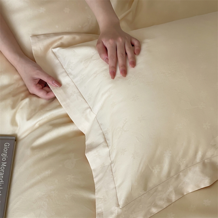 91家纺网 家纺一手货源 找家纺 凡客家居 2025新款100支（5050双股）长绒棉全棉提花四件套 朵芙-浅香槟