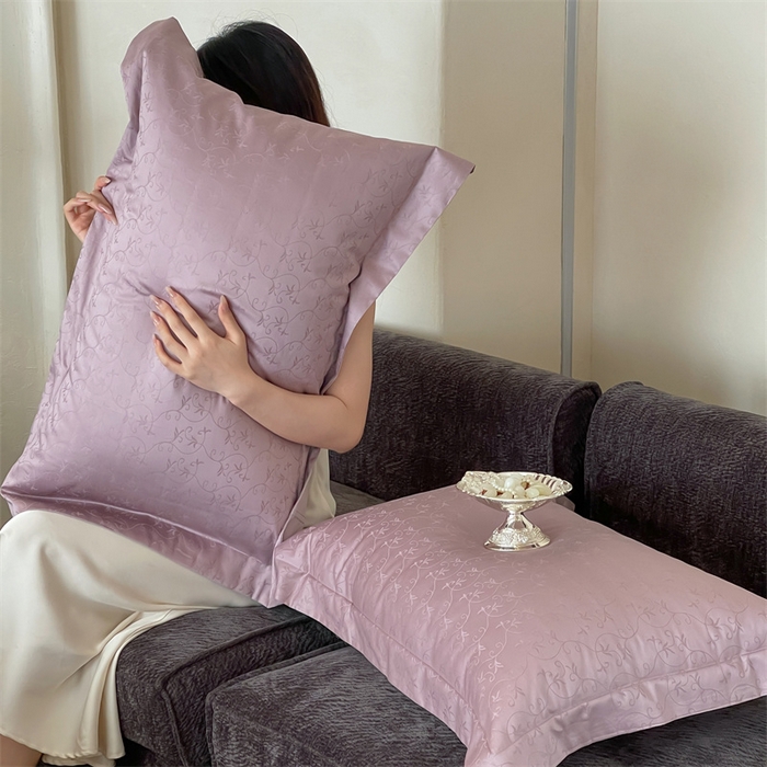 91家纺网 家纺一手货源 找家纺 凡客家居 2025新款100支（5050双股）长绒棉全棉提花四件套 克洛伊-莫奈紫