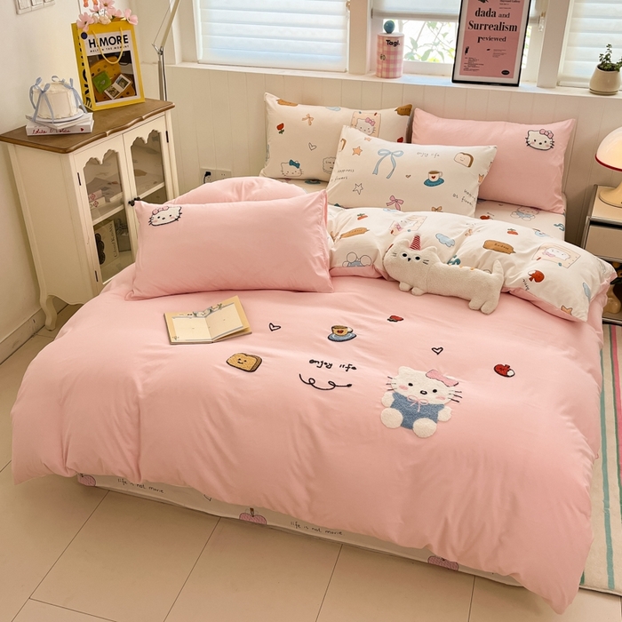 91家纺网 家纺一手货源 找家纺 （总）如一 2025新款A类卡通印加毛巾绣水洗云朵棉四件套（提供买家秀）