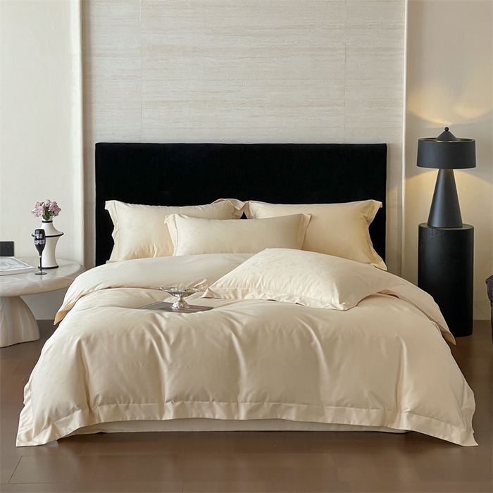 91家纺网 家纺一手货源 找家纺 凡客家居 2025新款100支（5050双股）长绒棉全棉提花四件套 朵芙-浅香槟