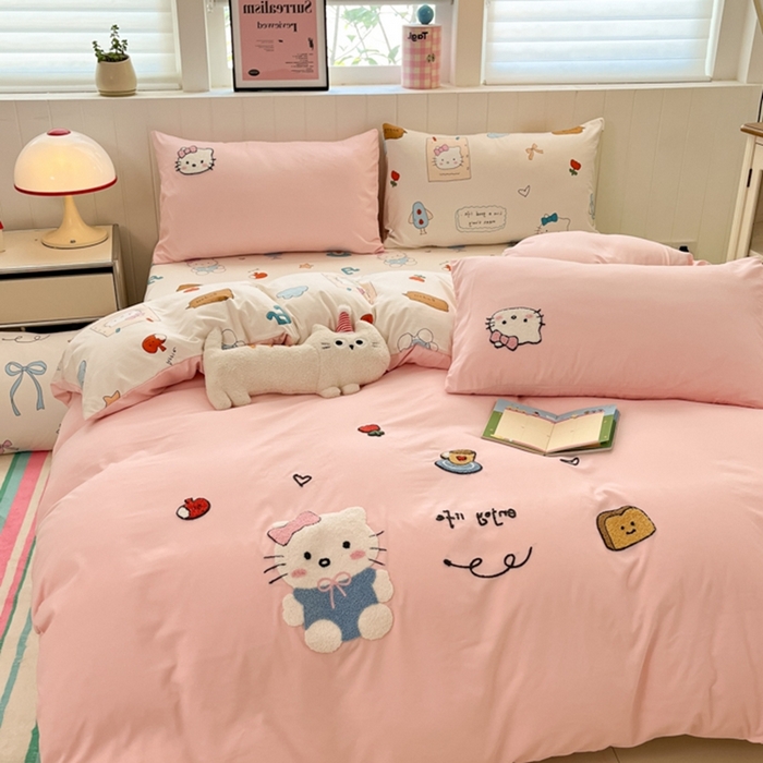 91家纺网 家纺一手货源 找家纺 （总）如一 2025新款A类卡通印加毛巾绣水洗云朵棉四件套（提供买家秀）