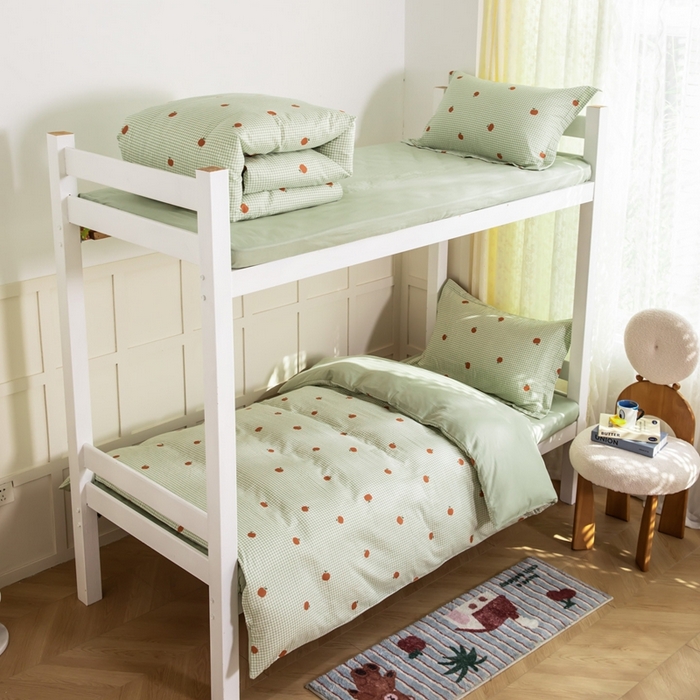 91家纺网 家纺一手货源 找家纺 锦罗绣 2025新款全棉双层纱学生套件三件套 甜桔