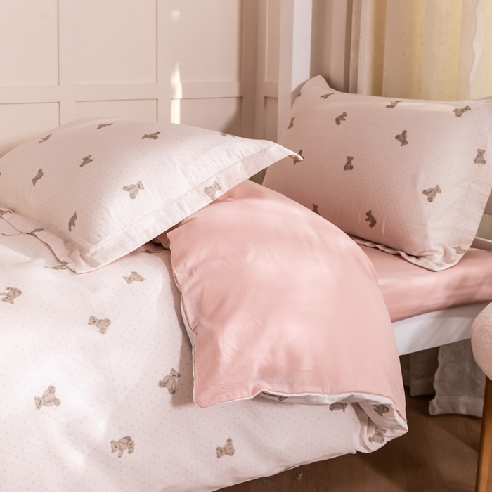 91家纺网 家纺一手货源 找家纺 锦罗绣 2025新款全棉双层纱学生套件三件套 小熊星球