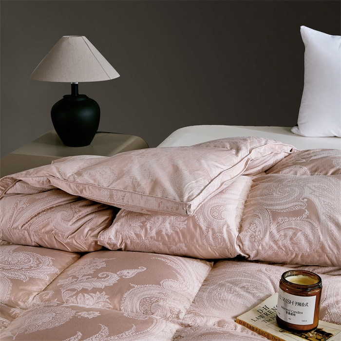 91家纺网 家纺一手货源 找家纺 静若居羽绒被壳 2025新款高精密提花单层立体高端羽绒被壳自充绒羽绒被壳 高精密奥菲豆沙