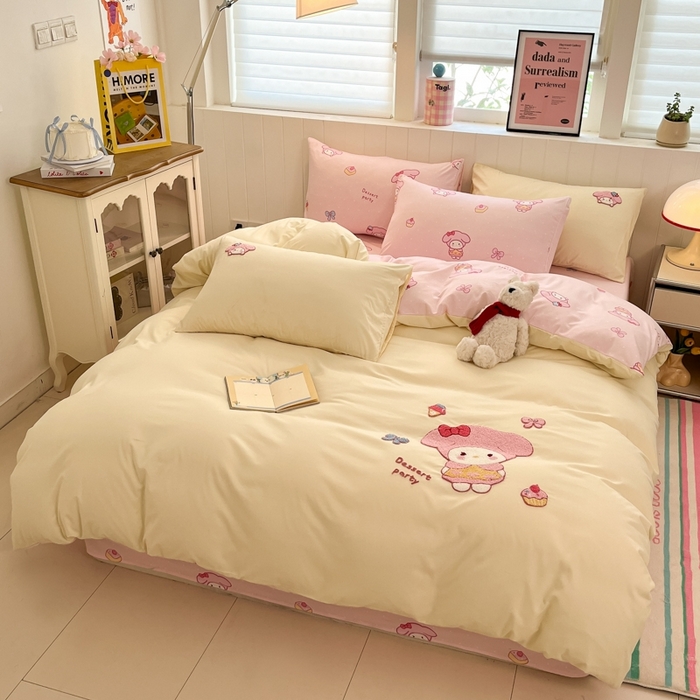 91家纺网 家纺一手货源 找家纺 如一 2025新款A类卡通印加毛巾绣水洗云朵棉四件套（提供买家秀） 美美蒂