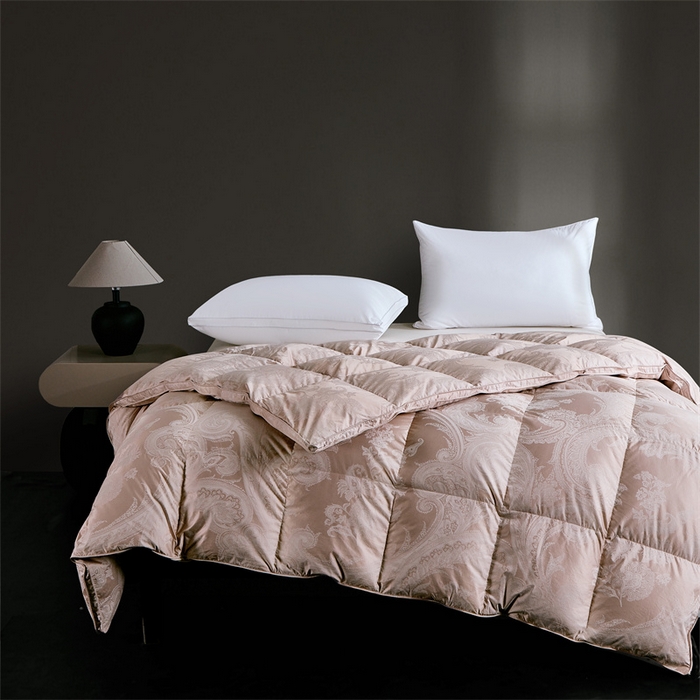 91家纺网 家纺一手货源 找家纺 静若居羽绒被壳 2025新款高精密提花单层立体高端羽绒被壳自充绒羽绒被壳 高精密奥菲豆沙