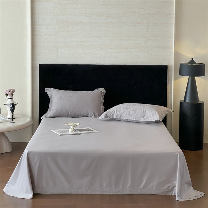 91家纺网 家纺一手货源 找家纺 凡客家居 2025新款100支（5050双股）长绒棉全棉提花四件套 陌上枝头-高级灰