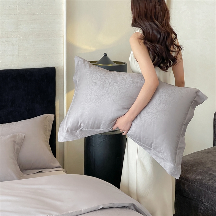 91家纺网 家纺一手货源 找家纺 凡客家居 2025新款100支（5050双股）长绒棉全棉提花四件套 洛园-高级灰