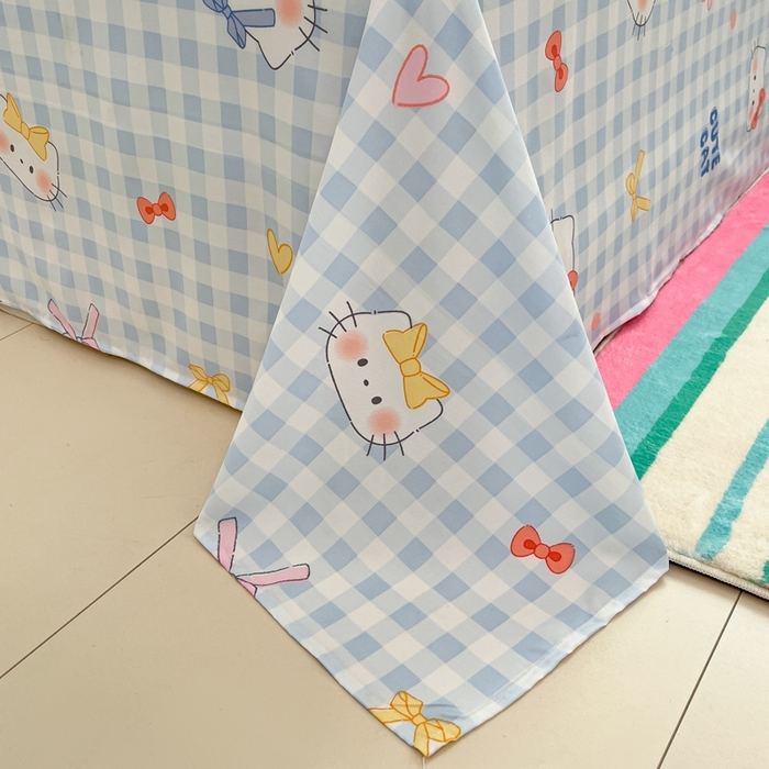 91家纺网 家纺一手货源 找家纺 如一 2025新款A类卡通印加毛巾绣水洗云朵棉四件套（提供买家秀） 蓝格猫