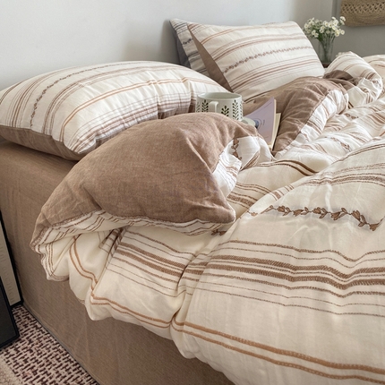 艾咪-Amy ntmy 2025新款全棉色织小提花四件套-茵律 茵律-咖