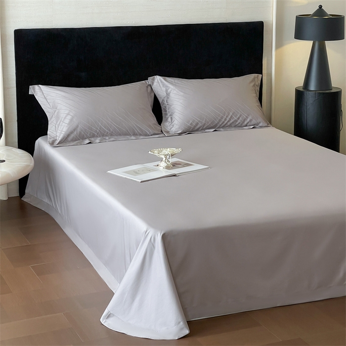 91家纺网 家纺一手货源 找家纺 凡客家居 2025新款100支（5050双股）长绒棉全棉提花四件套 布兰卡-高级灰