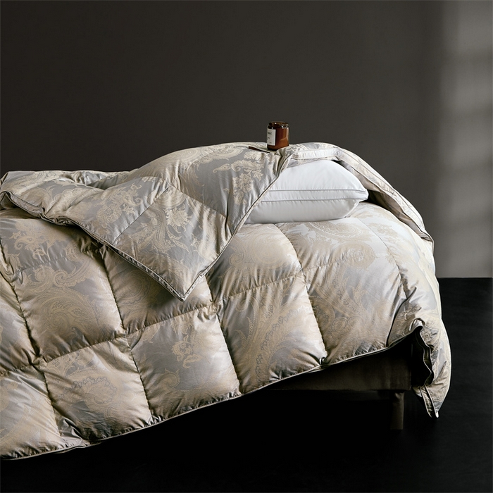 91家纺网 家纺一手货源 找家纺 静若居羽绒被壳 2025新款高精密提花单层立体高端羽绒被壳自充绒羽绒被壳 高精密奥菲灰金