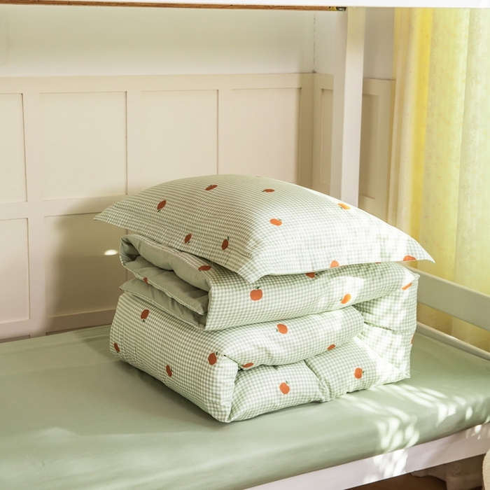 91家纺网 家纺一手货源 找家纺 锦罗绣 2025新款全棉双层纱学生套件三件套 甜桔